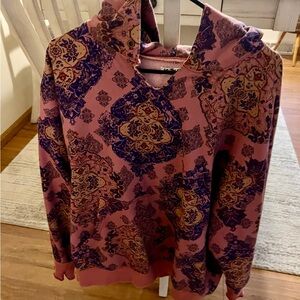 FREE PEOPLE  Printed It's A Vibe Hoodie In Desert Rose Combo small